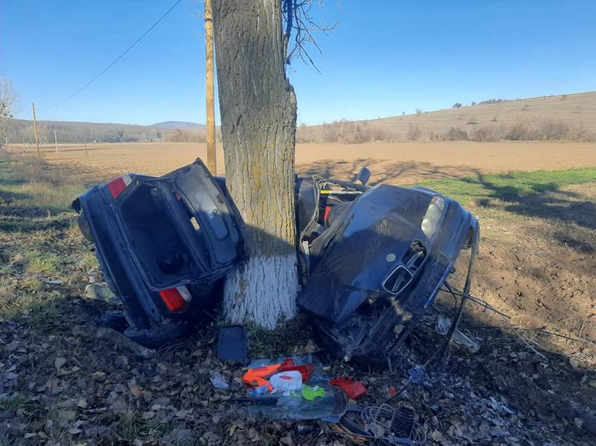 Doua victime in stare grava in urma coliziunii masinii cu un copac | imaginea 1