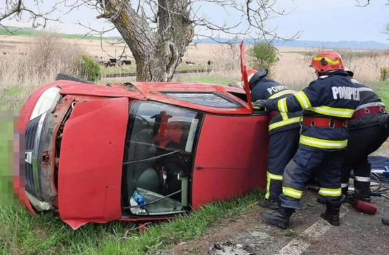 Un autoturism a parasit partea carosabila si s a izbit de un copac | imaginea 1