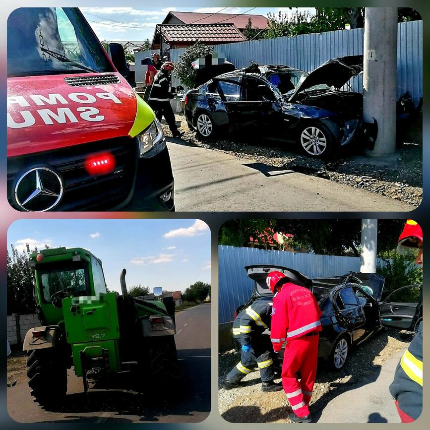 Impact intre un tractor si un autoturism  cu doua victime | imaginea 1