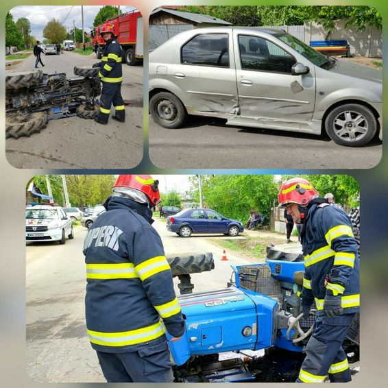 Autoturism intrat in coliziune cu un tractor | imaginea 1