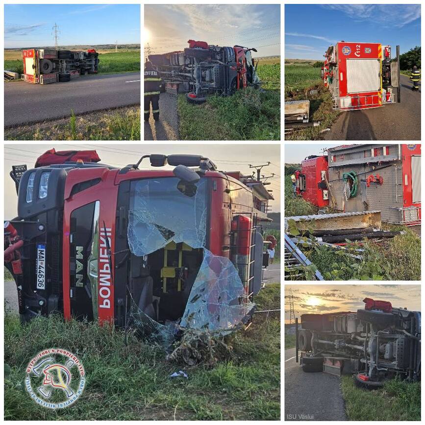 Doi pompieri  raniti intr un grav accident rutier | imaginea 1